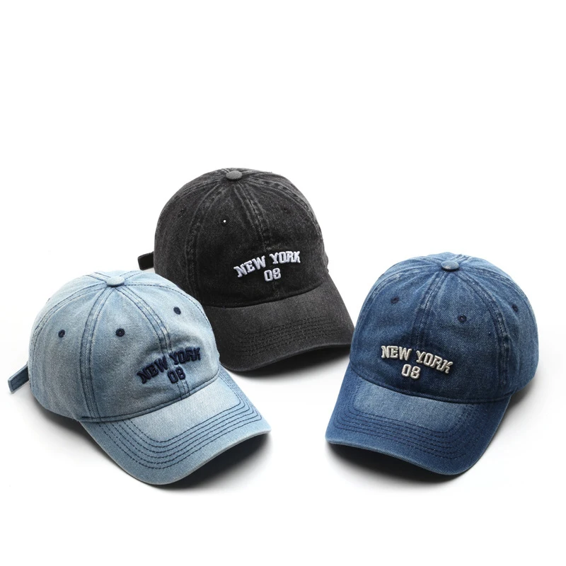 

Ретро джинсовая одногранная вышитая хлопковая кепка с козырьком для улицы женская мягкая бейсболка для побережья