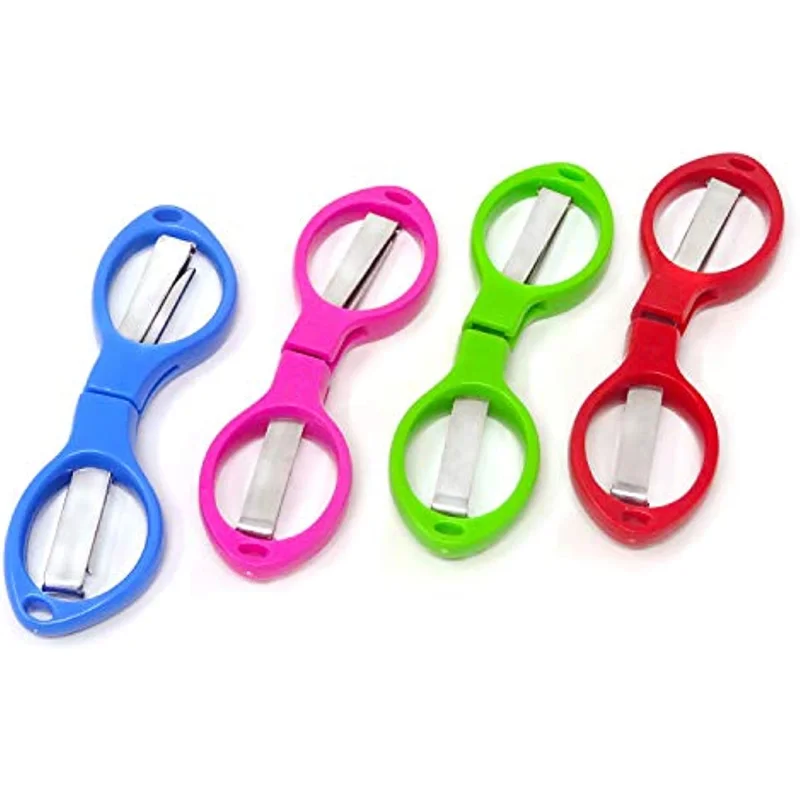 4pcs Colorful Plastic Handle Folding Safety Scissors