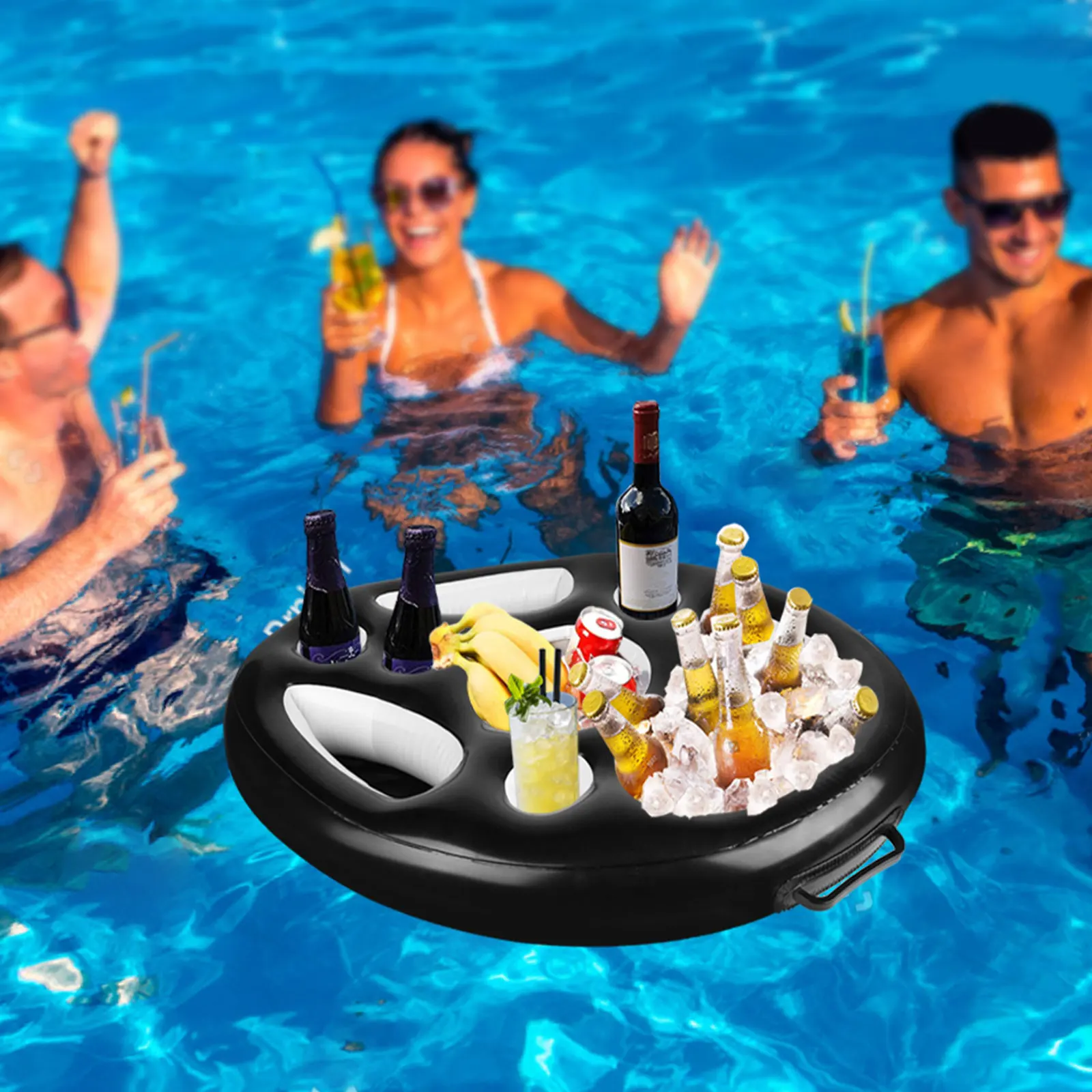 

Inflatable Swimming Floating Drinks Holder Pool Float Beer Drink Cooler Table Bar Tray Pool Accessories For Beach Family Party