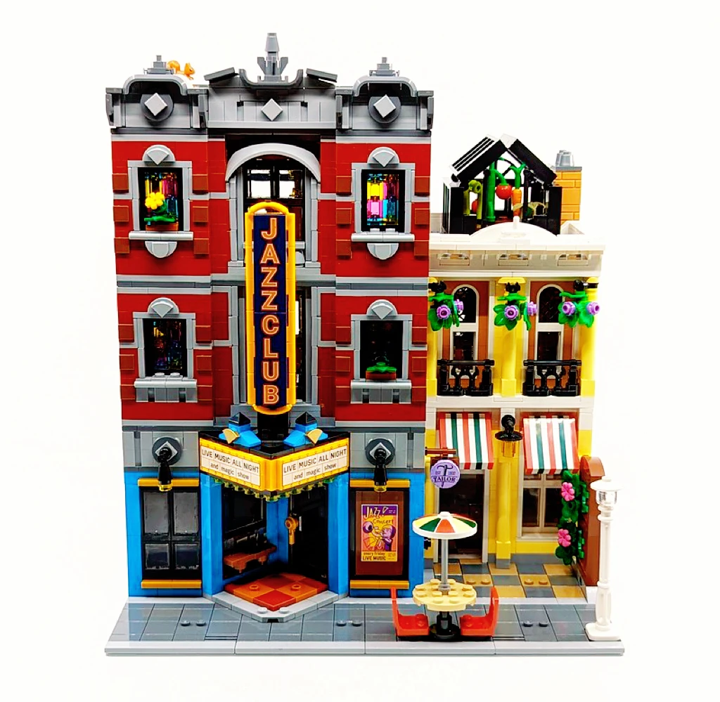 

Creatoring Jazz Club Expert pizza shop, MOC model, modular house, building blocks, 10312 compatible, 2899pieces children's toys