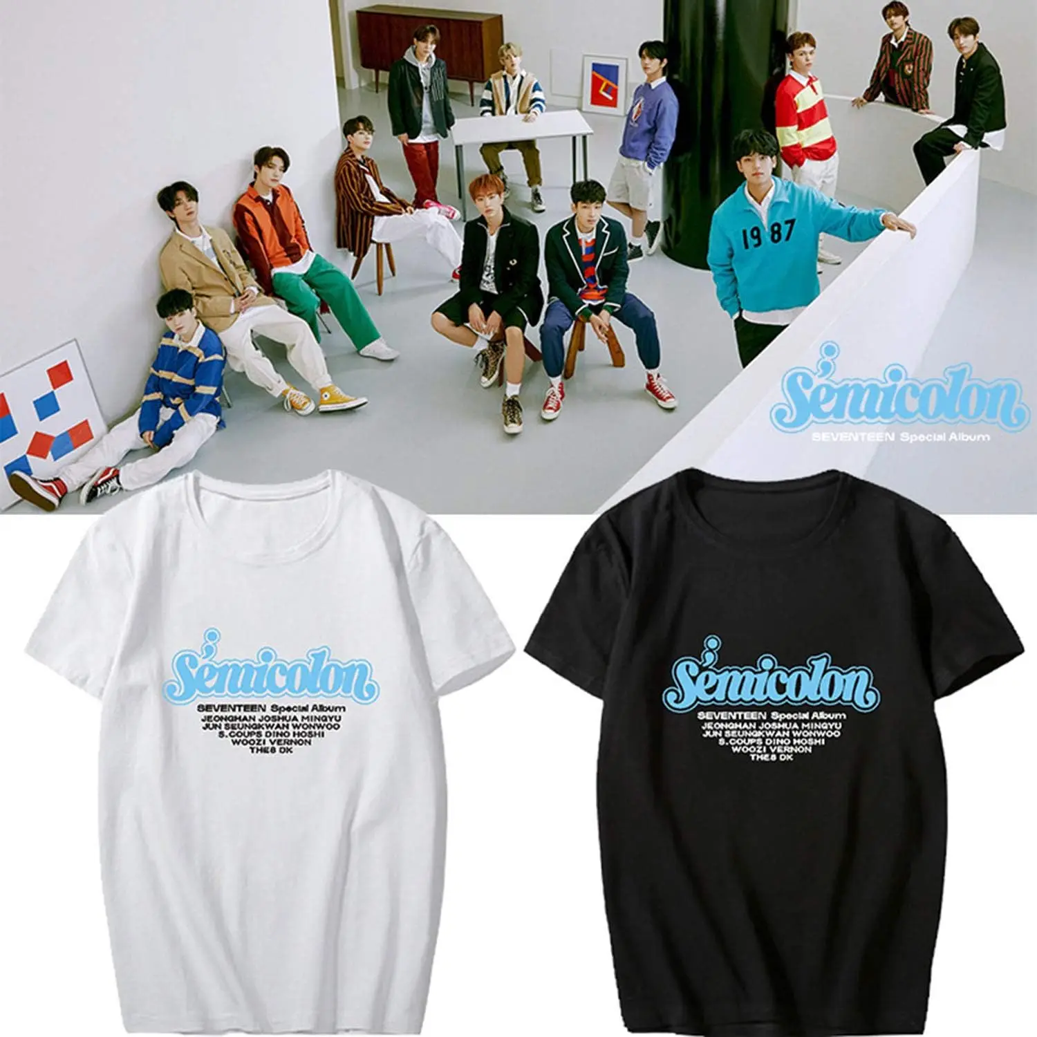 Xkpopfans KpopT-Shirt New Album Semicolon Support Tshirts Woozi Hoshi Dino Tee Shirt