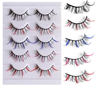thick natural 5 pairs color false eyelashes set soft vivid curly hand made reusable multilayer fake lashes extensions