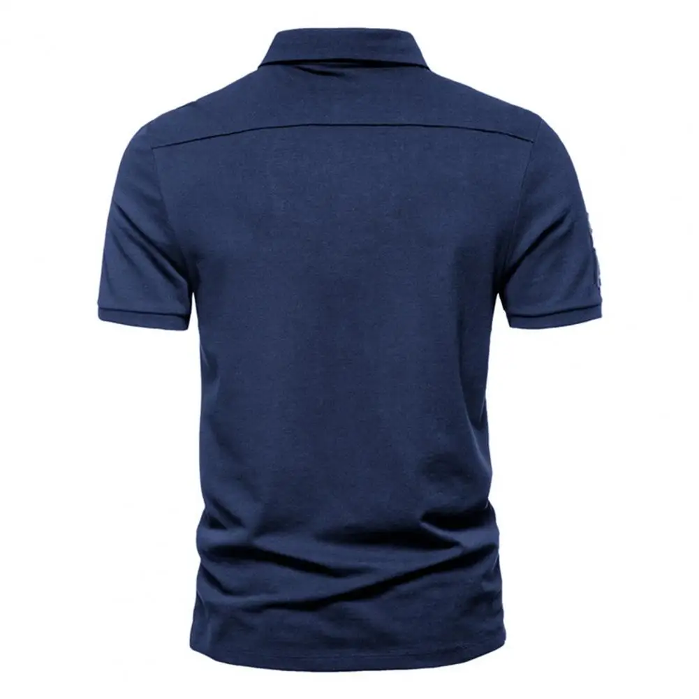 

Men Shirt Solid Color Buttons Pullover Anti-pilling Friendly to Skin Summer Tops Summer Shirt Daily Clothes
