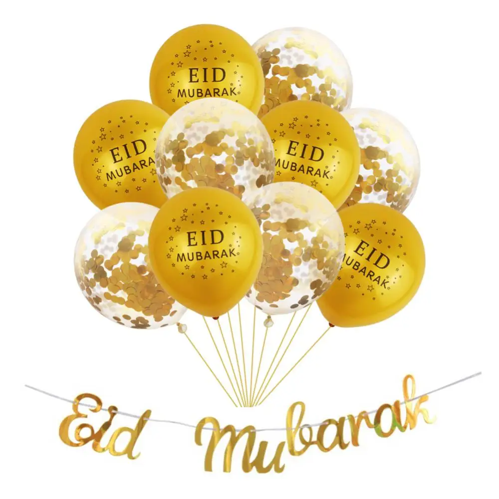 

10PC Black Gold Balloon Eid Mubarak Ramadan Decoration For Home Islamic Eid Al-fitr Aid Mubarak Kareem Islam Muslim Party Supply