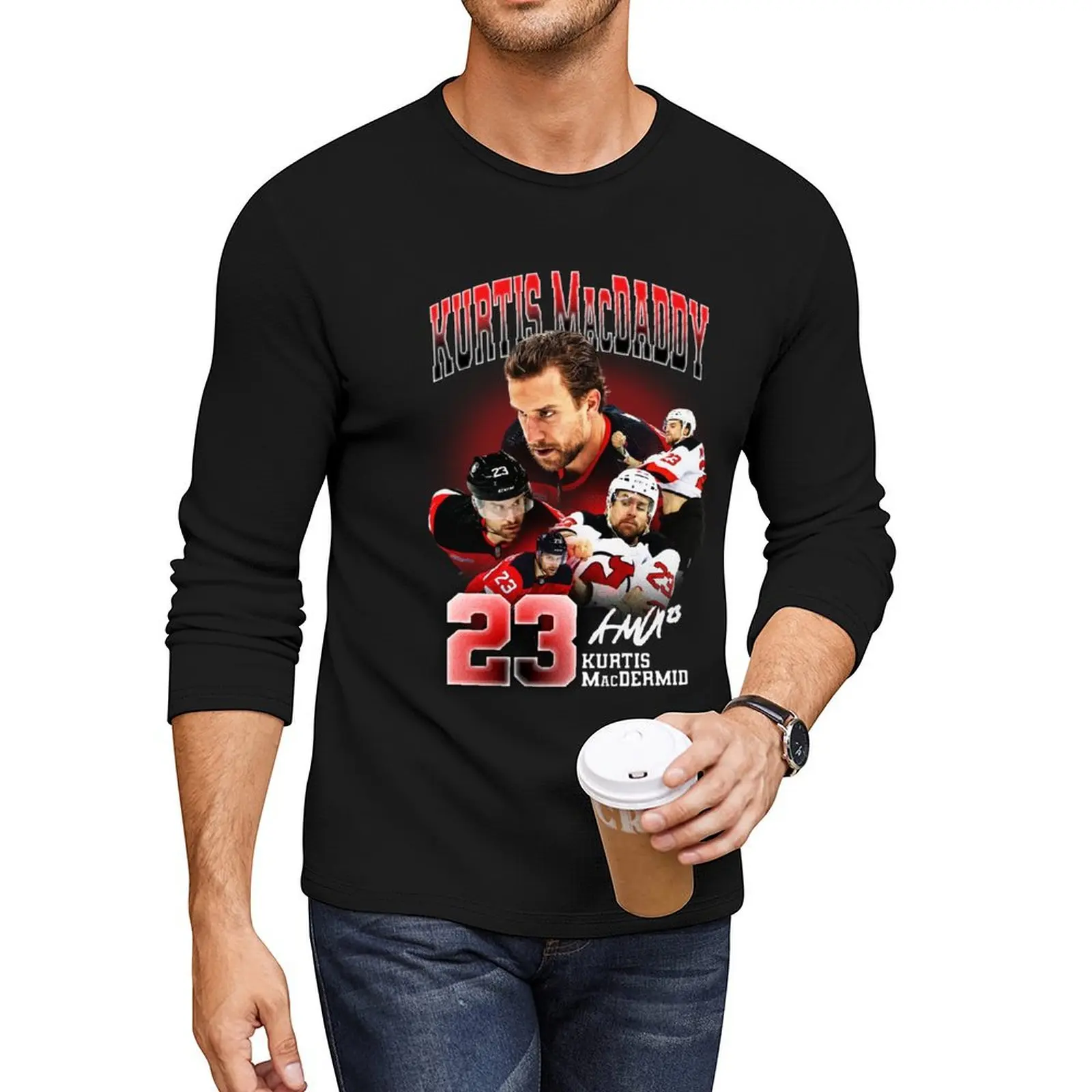 Винтажная футболка Kurtis MacDermid Devils длинная возвышенная мужские футболки