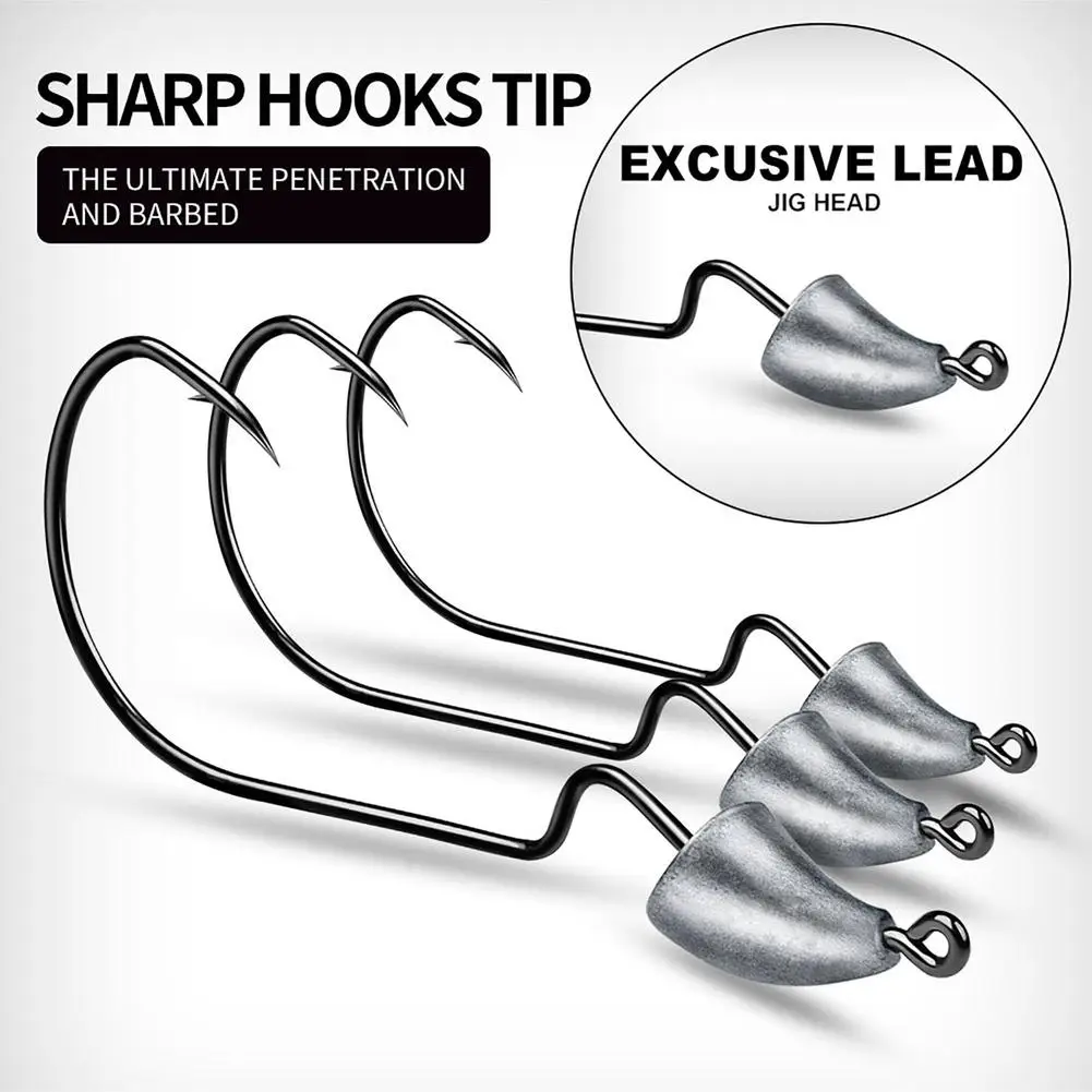 

20pcs Head Hook 1.75g 2.5g 3.5g Fishing Weighted Hooks Worm Hooks For Freshwater Saltwater
