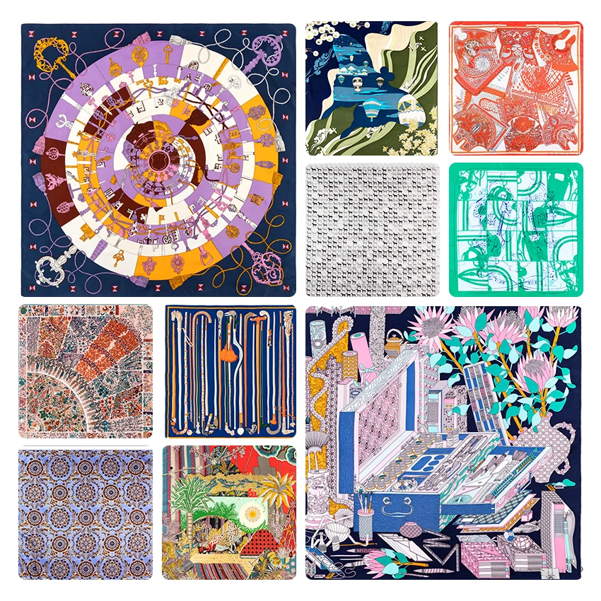 Роскошный дизайнерский брендовый шелковый шарф квадратный саржевый ручной