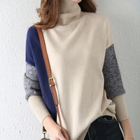 cashmere sweater womens pullover high neck thickened color sweater 22 autumn winter new loose knit