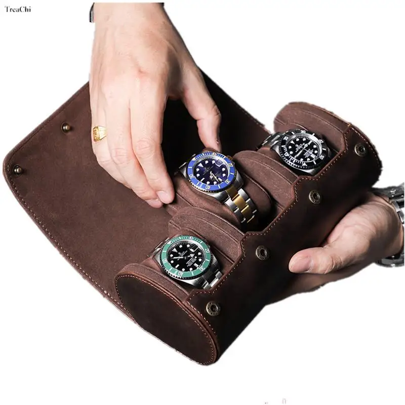 Jewelry Bracelet Gift Storage Luxury Watch Roll Box 3 Slot Leather Case Stand Men's and Women's Watch Storage Display Stand