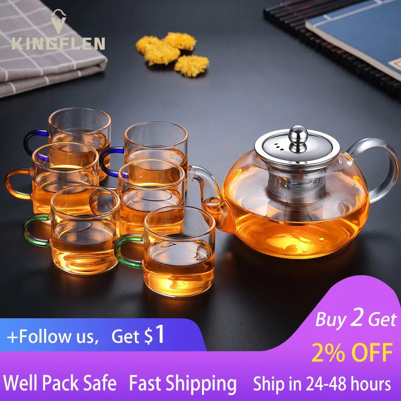 

Glass Teapot With Stainless Steel Tea Strainer Infuser Flower Kettle Kung Fu Teawear Set Puer Oolong Heat Resistant Pot