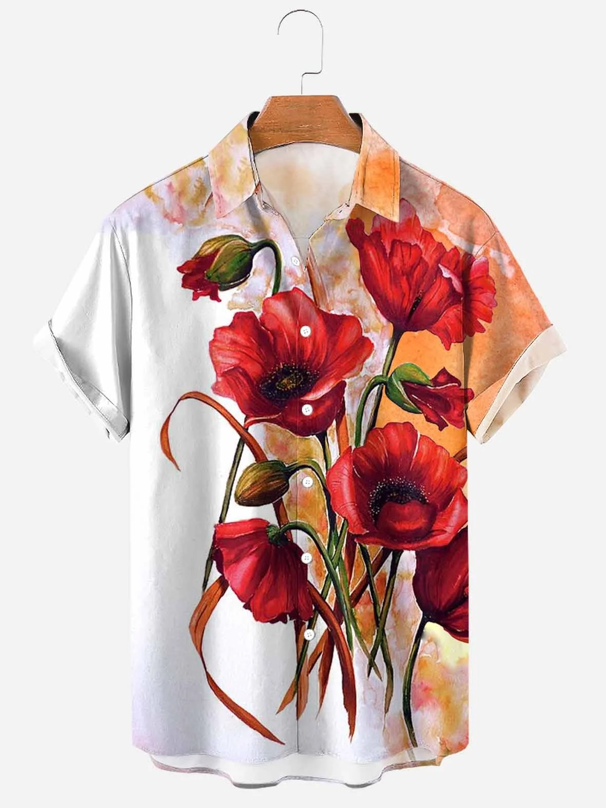 

Hawaiian Men's Floral Shirt, Loose and Breathable, 3D Printed Short Sleeved Shirt, Lapel, Casual, Street, Large 5XL, 2022