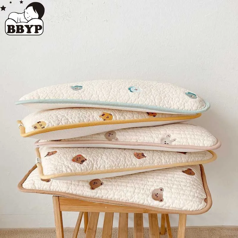 

Newborn Baby Cartoon Embroidery Bear Pillow Baby Embroidered Pillow Kawaii Bunny children bed pillow Removable And Washable