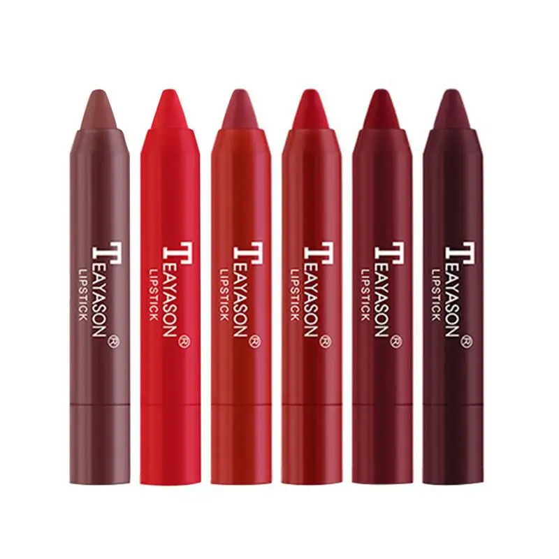 

6 Pcs Matte Lipstick Set Long Lasting Velvet Lip Gloss Set Non-stick Moisturizing Lip Pencil Lip Crayon Makeup Gift Kit For