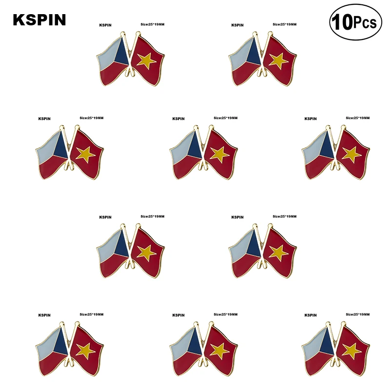 

Czech Rep. & Vietnam Friendship Lapel Pin Flag badge Brooch Pins Badges 10Pcs a Lot