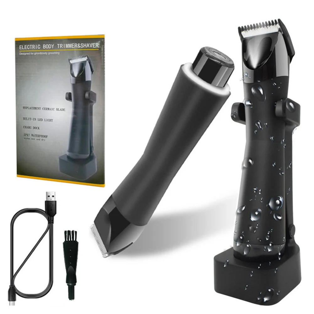 

Wet & Dry Oplaadbare Body Groomer Kit Tondeuse Elektrische Scheerapparaat Body Gezicht Trimmer Voor Mannen Remover Ontharing Ter