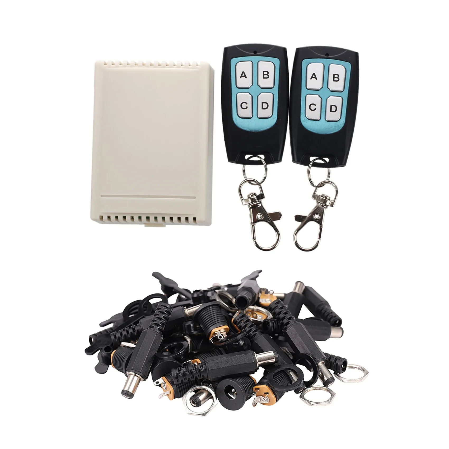 

DC 12V 4 Channel 200M Wireless RF Remote Control Switch 2 Transmitter + Receiver with 5.5X2.1mm DC Power Connector
