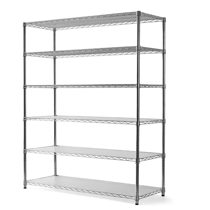 

Tier Steel Wire Shelf Unit with Liners, Chrome, Capacity 3600 lbs