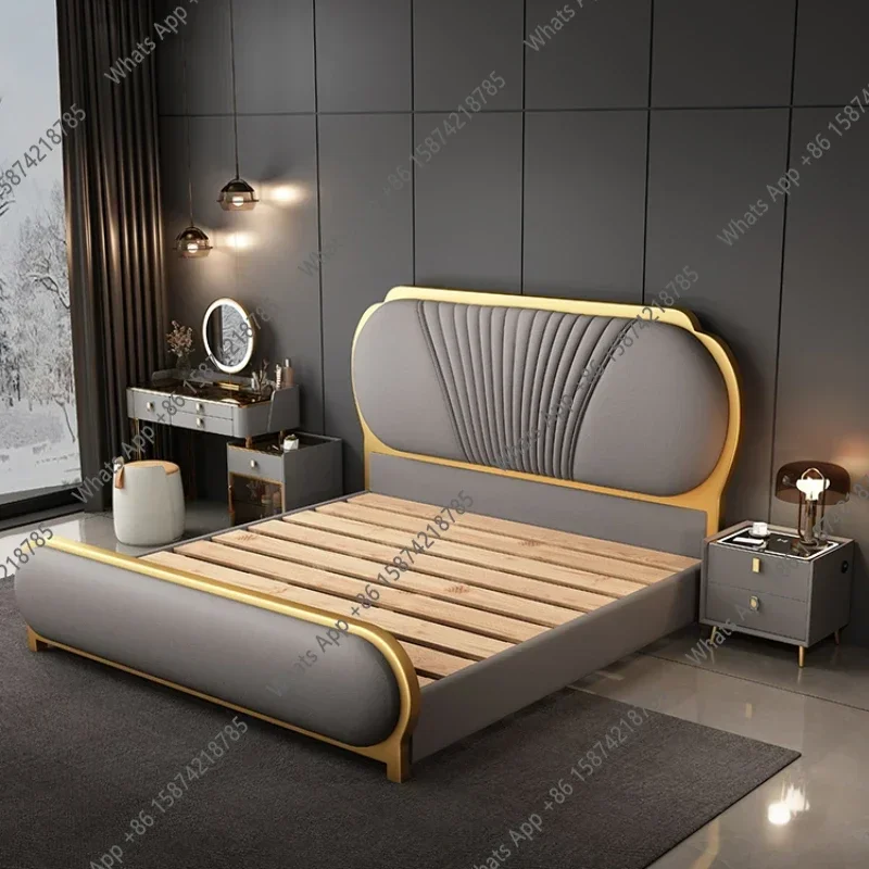 Фото Кровать двуспальная X Aesthetic Base, размер King Size, недорогая, стильная, современная, размер Queen, роскошная, в скандинавском стиле, мебель для спальни, кровать для двоих №5
