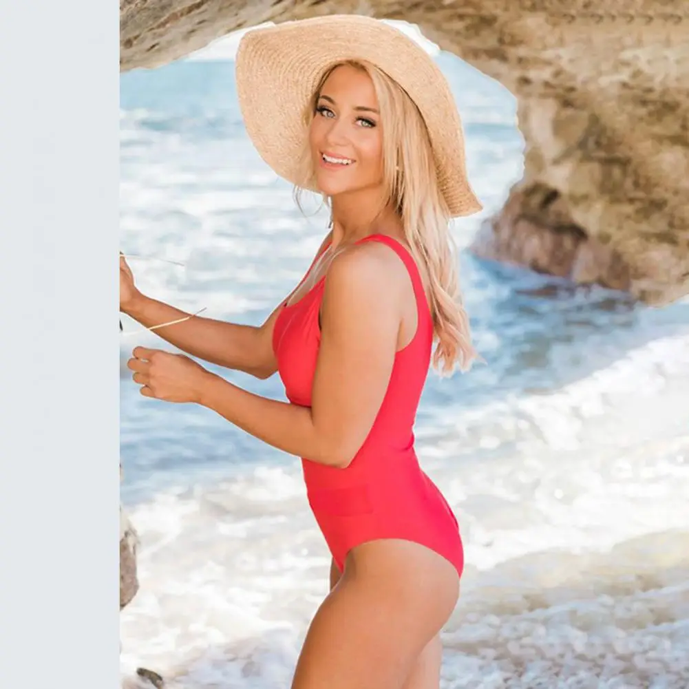 

Stylish Bodysuit Swimwear Adjustable Strap Quick Drying Romper Swimwear One Shoulder Patchwork Mesh One-Piece Swimming Suit