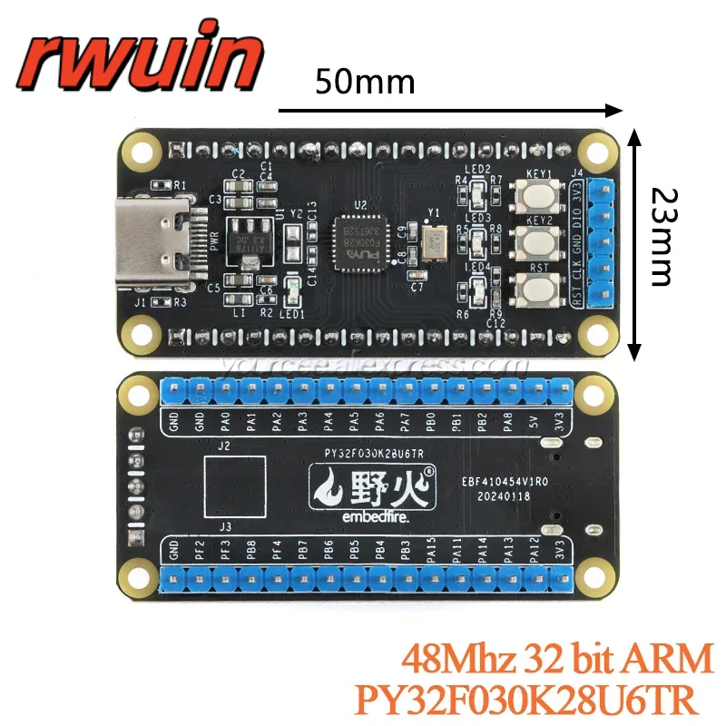 Фото PY32F002BF15U6TR 24 МГц 32-бит/PY32F030K28U6TR 48 МГц 32-битный ARM Core модуль макетной платы микроконтроллера №2