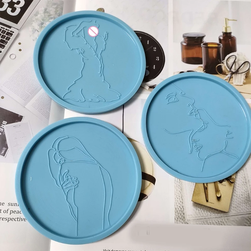 

652F Diy Crystal Epoxy Silicone Mold Human Body Table Decorative Mirror Surface Silicone Mold Resin Coaster Placemat