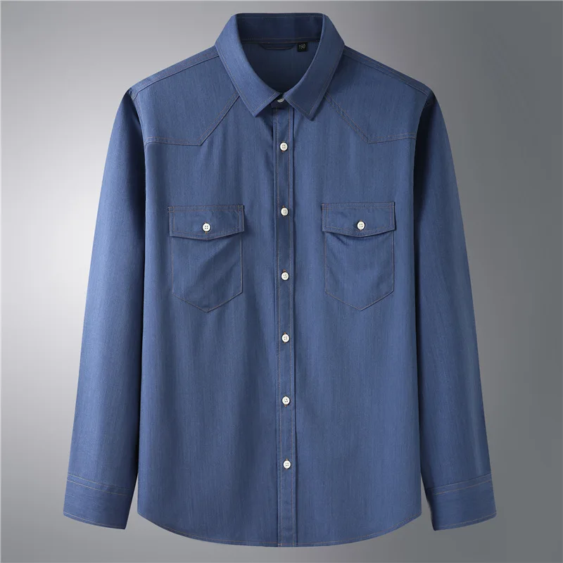 Solid Shirt For Men Plus Size Oversized Shirt Business Work Wear Long  Sleeve Blouses Male Tops Camisa Formal Ropa Casual Hombre