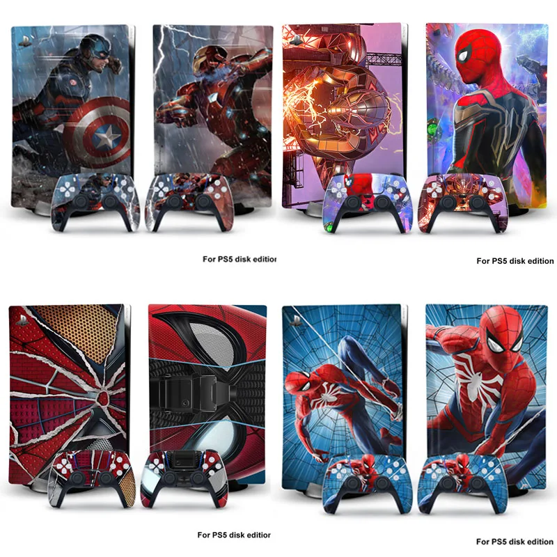 marvel-spiderman-ps5-disk-edition-pegatina-de-piel-cubierta-para-playstation-5-consola-2-controladores-pegatina-de-piel-accesorios-de-juego