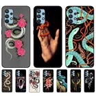 Черный чехол из ТПУ для Samsung galaxy A12, A22, A22S, A32, A42, A52, A72, 4g,  S21 PLUS, ультра задняя крышка, змея, цветов, животных