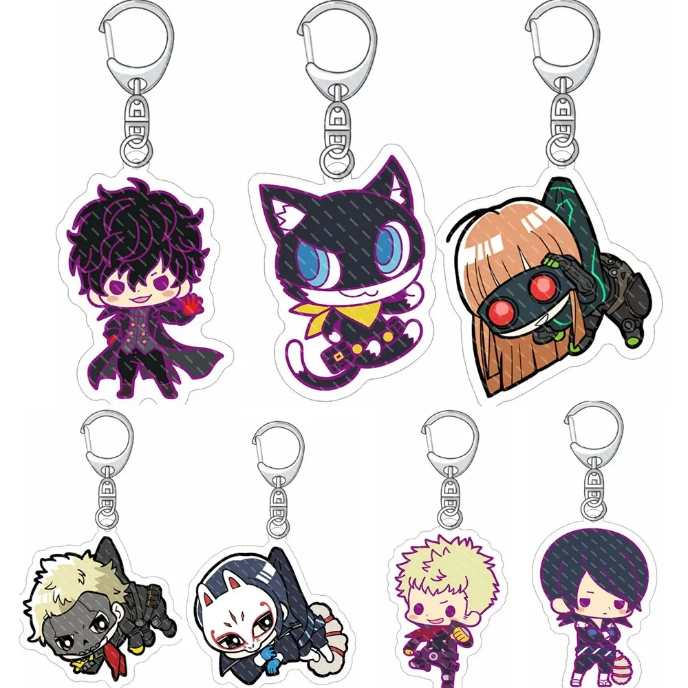 Фото Q версия аниме брелок Goro Akechi Anne Takamaki Makoto Niijima Futaba Sakura милые фигурки брелок для ключей коллекция фанатов №1