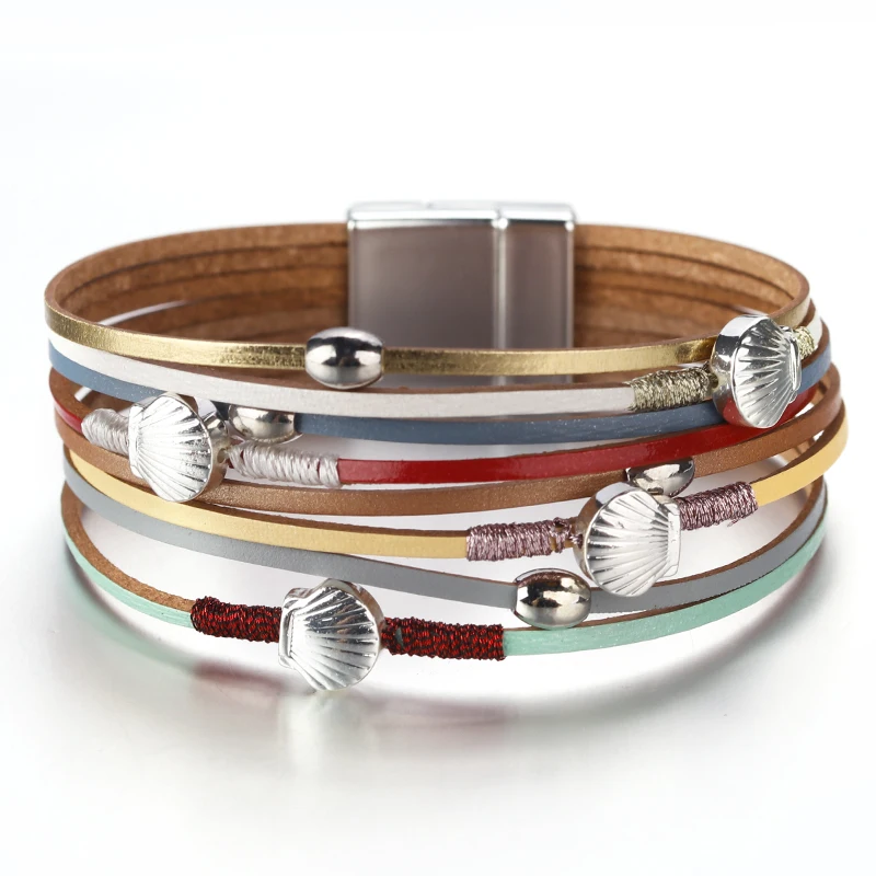 

ALLYES Shell Colorful Leather Bracelet