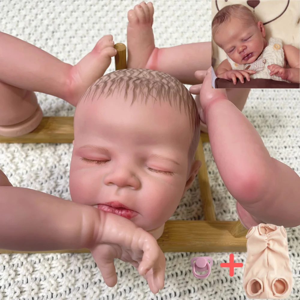 Clearance 16Inch Already Painted Reborn Doll Kit Zendric With Cloth Body and Eyelashes Newborn Mold DIY Handmade Doll Parts