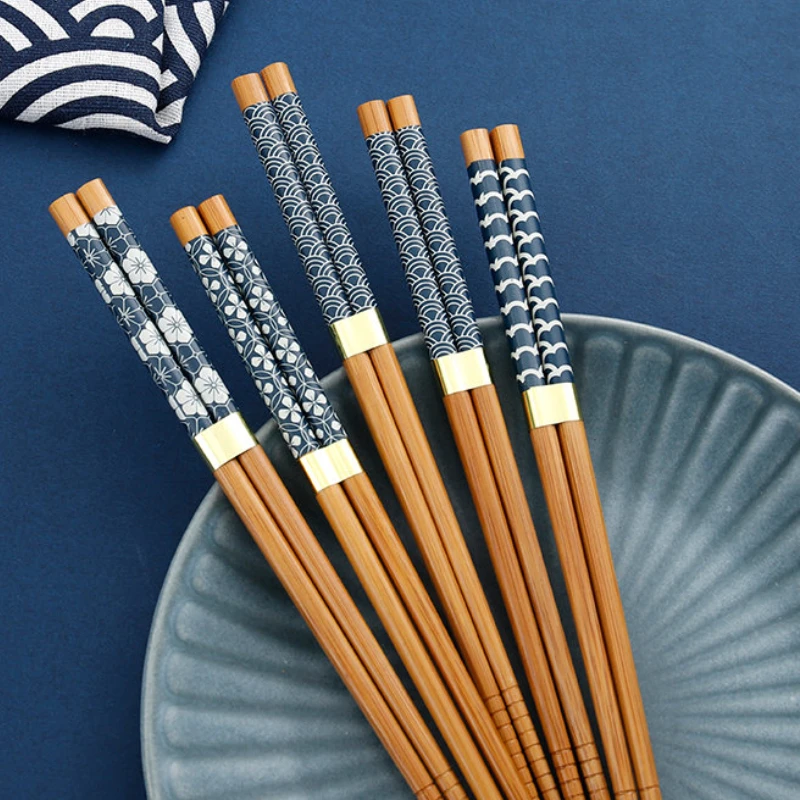 Набор столовых приборов ручной работы из бамбука, 5 пар Набор столовых приборов ручной работы из бамбука, 5 пар