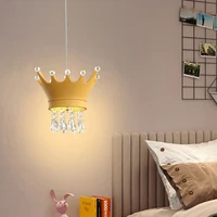 Baby Room Bedside Pendant Lamp LED Crown Lamps Modern Minimalist Children's Room Boy Girl Bedroom Decor Crystal Suspended Light