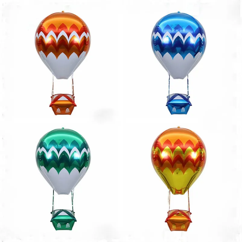 22 Inch 4D Hot Air Balloon Shape Children's Birthday Party Decoration Floating Flying Aluminum Film Creative Activity Balloon