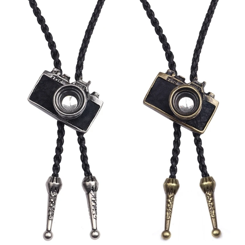 

L93F Camera Bolo Tie Necklace Cowboy Neck Tie Western Bolo tie Vintage Bolo Tie