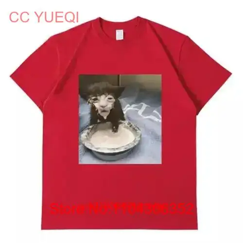 Футболка с принтом Молочное лицо и кошка странный юмор забавная мужская футболка