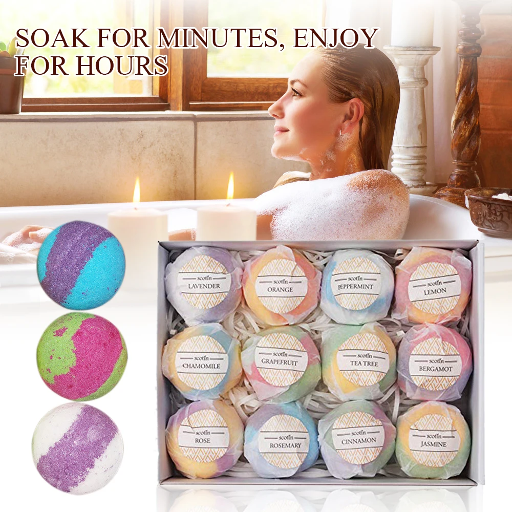 

12Pcs Spa Skin Whitening Ease Relax Stress Bubble Shower Moisturizing Bath Bombs Natural Organic Bath Bombs Balls