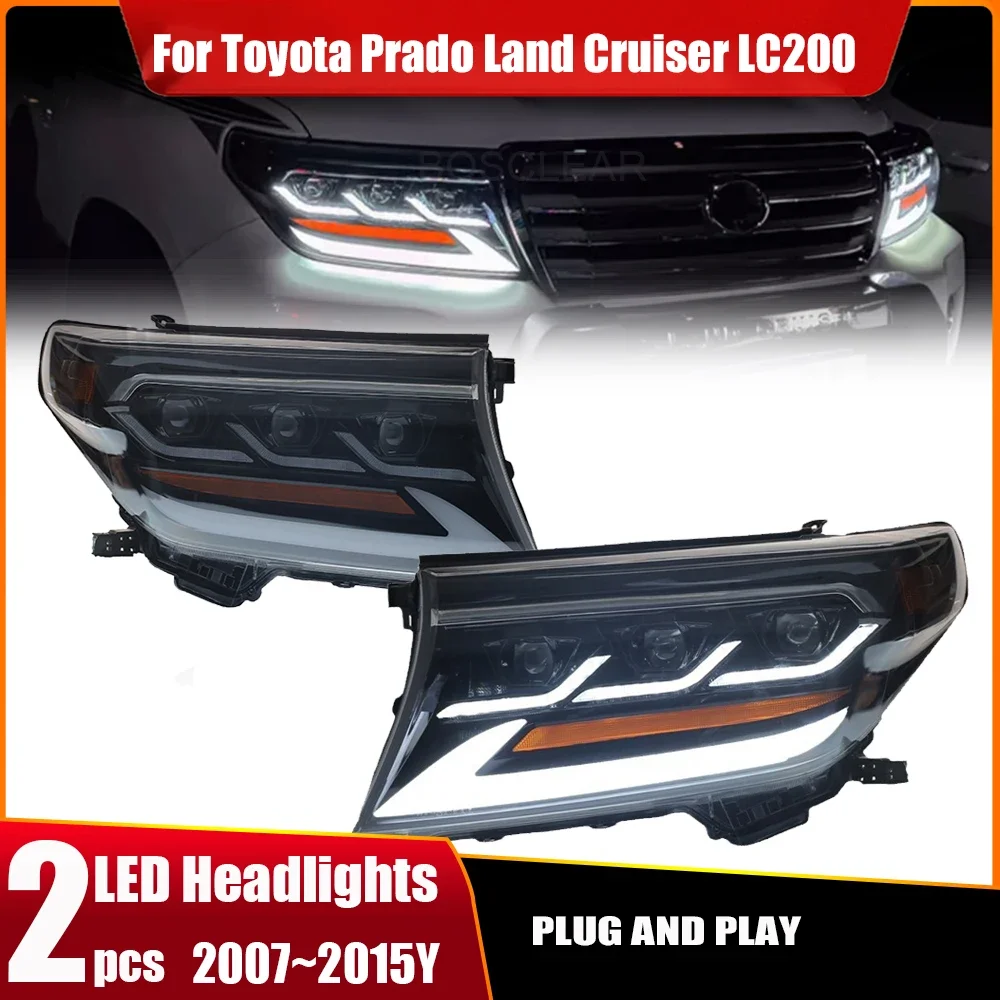 Фара для TOYOTA Land Cruiser светодиодная фара 2007-2015 фары LC200 DRL указатель поворота дальний