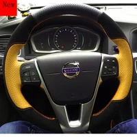 customized hand stitched leather suede car steering wheel cover for volvo xc60 s40 xc90 v60 s60l v40 car accessories