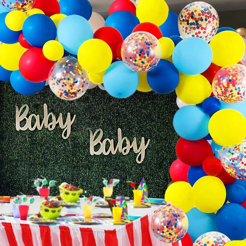 

Carnival Circus Balloon Arch Garland Kit Red Blue Yellow Latex Confetti Balloon Baby Shower Wedding Birthday Party Decorations