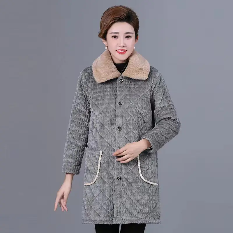 New Winter Coat for Women Parkas Jackets Corduroy Cotton Jacket Thickening Plush Warm Korean Fashion Snow Coats