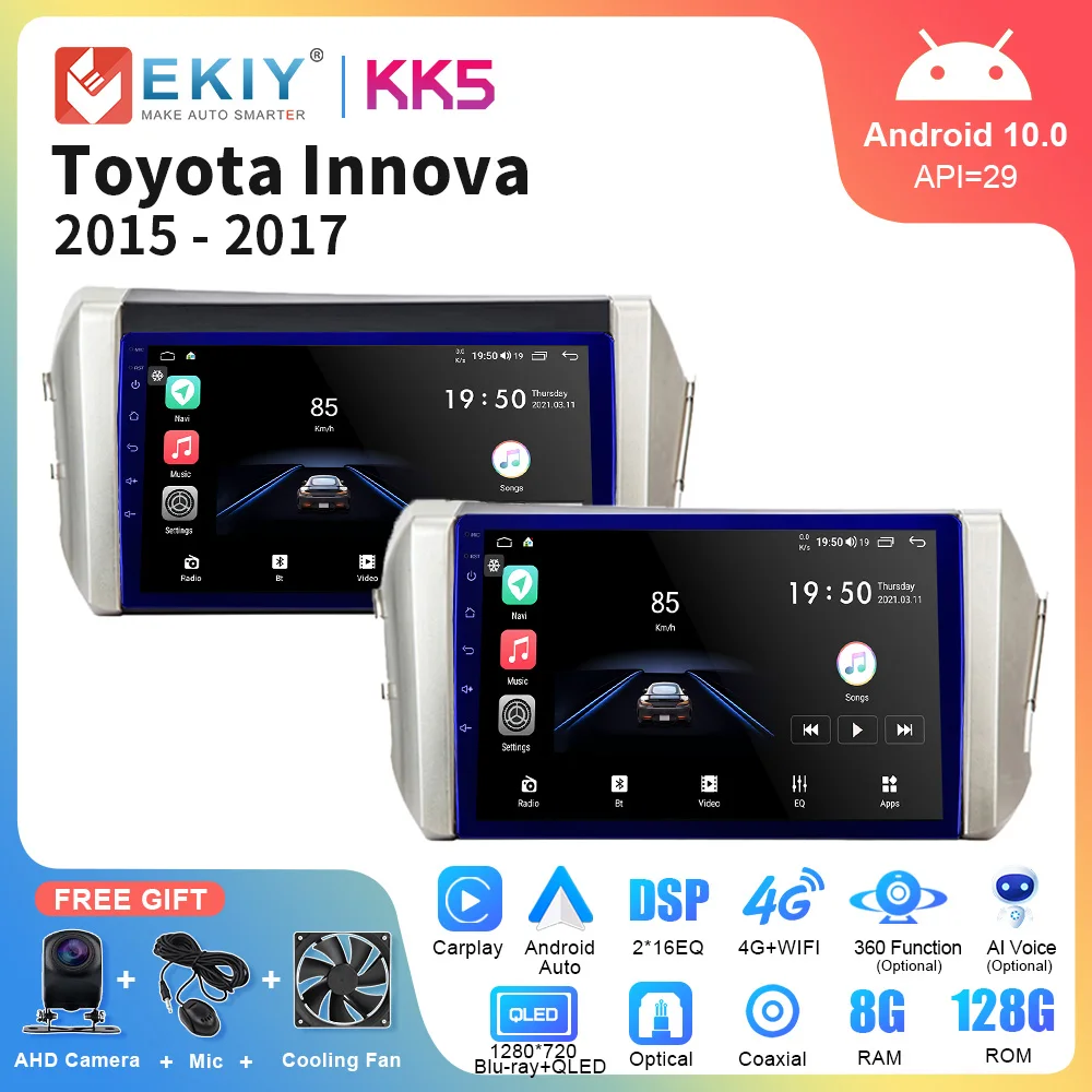 

EKIY KK5 QLED DSP Android 10 Car Radio For Toyota Innova 2015 - 2017 AI Voice Multimedia Video Player Auto Navigation GPS Stereo