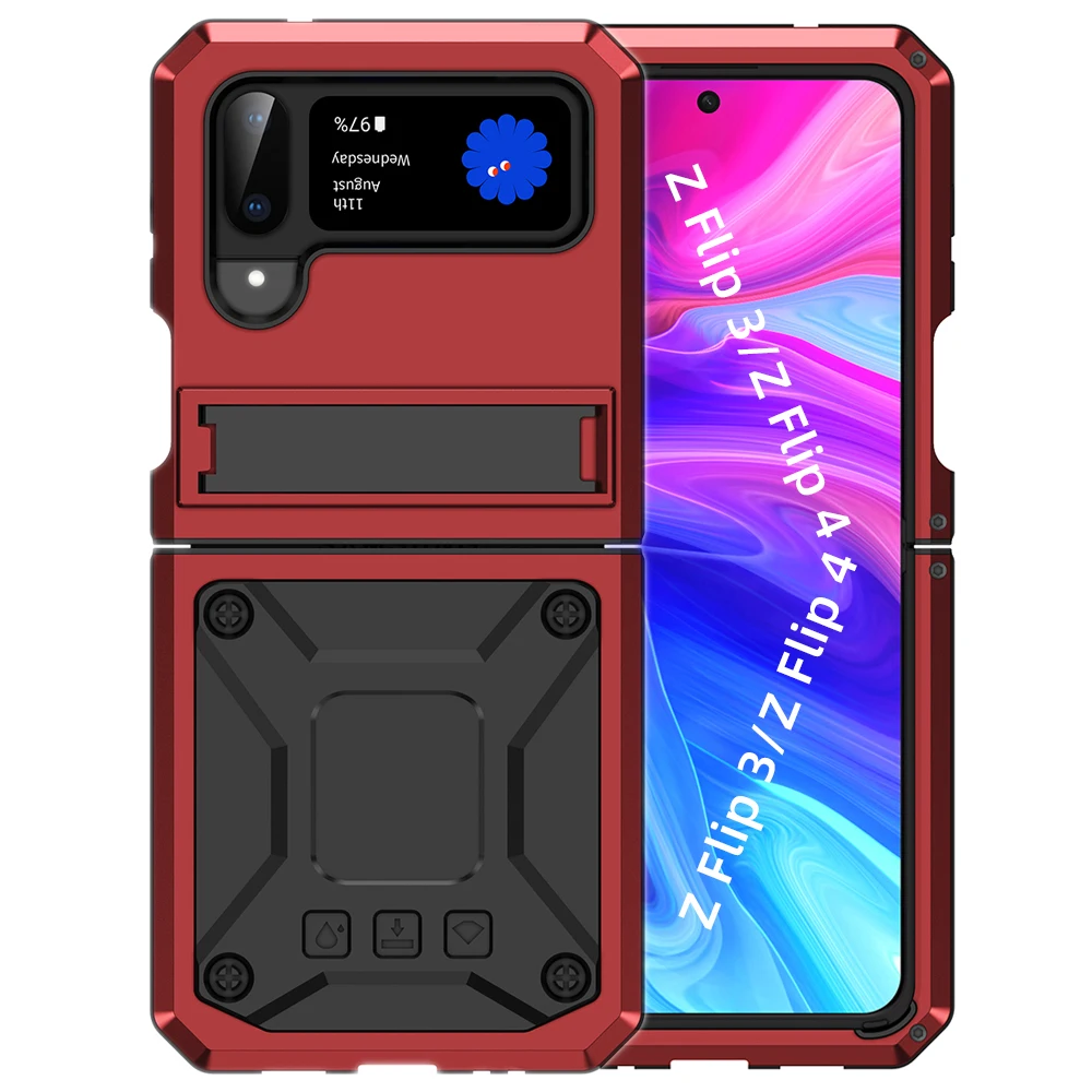 

С кронштейном + полная Защита для Samsung Galaxy Z Flip 4 5G 2022 чехол с подставкой двухслойный защитный противоударный для Z Flip 3/4