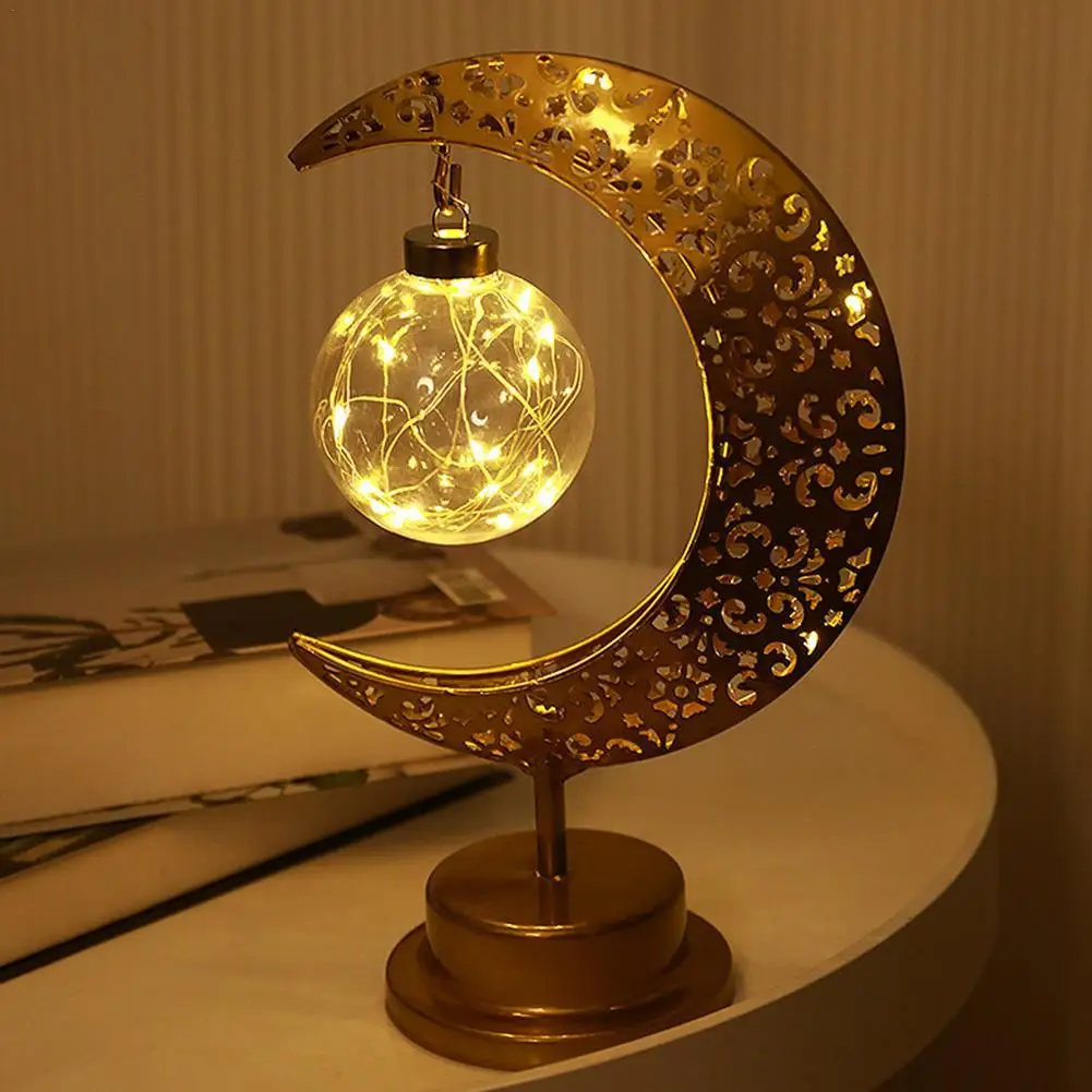 

LED Modeling Lamp Creative Personality Wrought Iron Moon Lamp Ball Bulb Star Atmosphere Table Lamp Bedroom Decoration