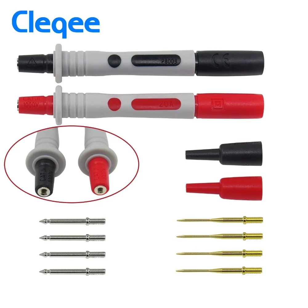 

Cleqee P8003 1set 2pcs Multimeter Probe Replaceable gilded Needle Multi-purpose Test pen