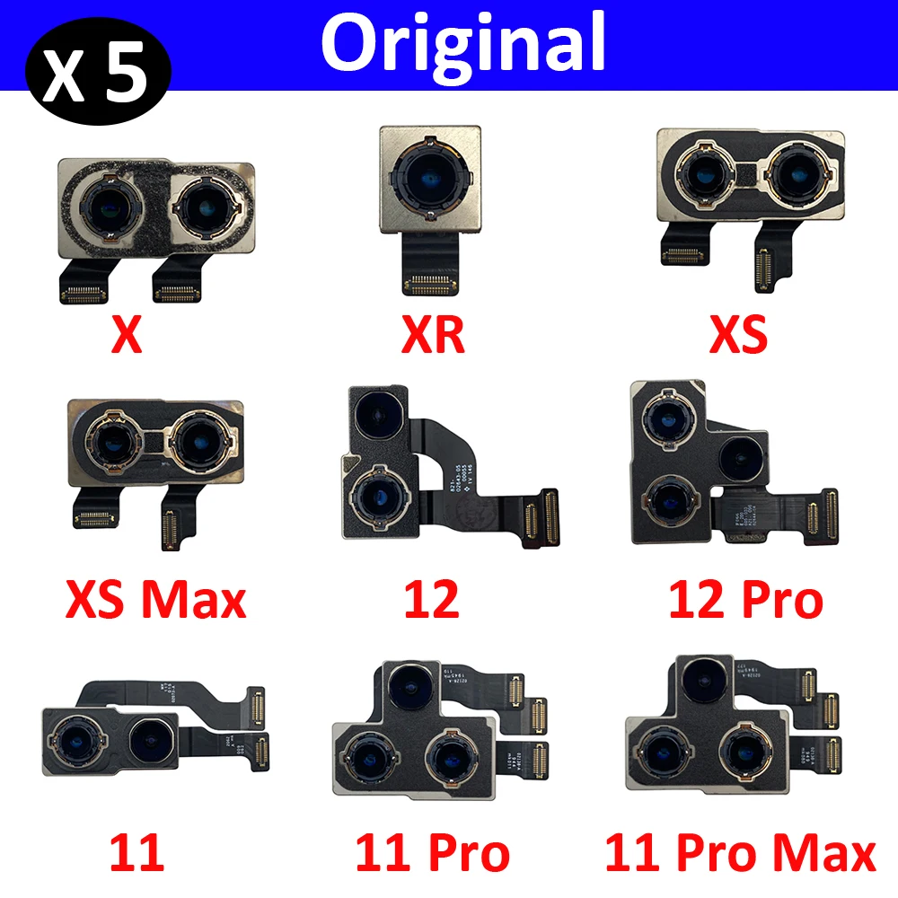 Купи 5 шт./лот, основная задняя камера Flex для iPhone 11 12 Pro 11Pro 12Pro Max X Xs XR Max 7 8 Plus mini Back Camera Flex Cable за 2,719 рублей в магазине AliExpress