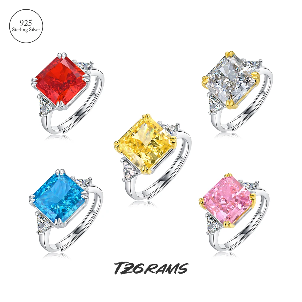 

Твердые блестящие серебряные бриллиантовые обручальные кольца tzграммов с высоким содержанием углерода, 10*10 мм, 12 карат, модные ювелирные украшения