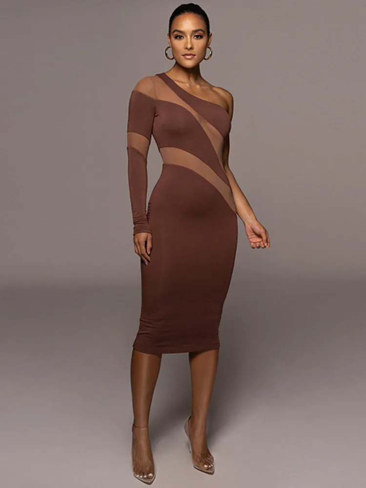 Женское Прозрачное платье с открытой спиной одним рукавом