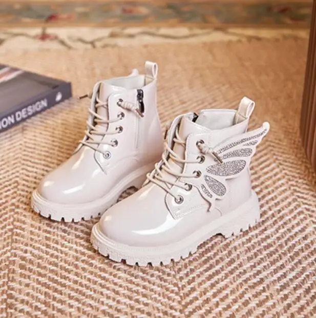 

Модные Ботинки Martin для девочек и мальчиков, кожаная спортивная обувь для детей, теплые ботинки, короткая мягкая подошва, зимние ботинки прин...