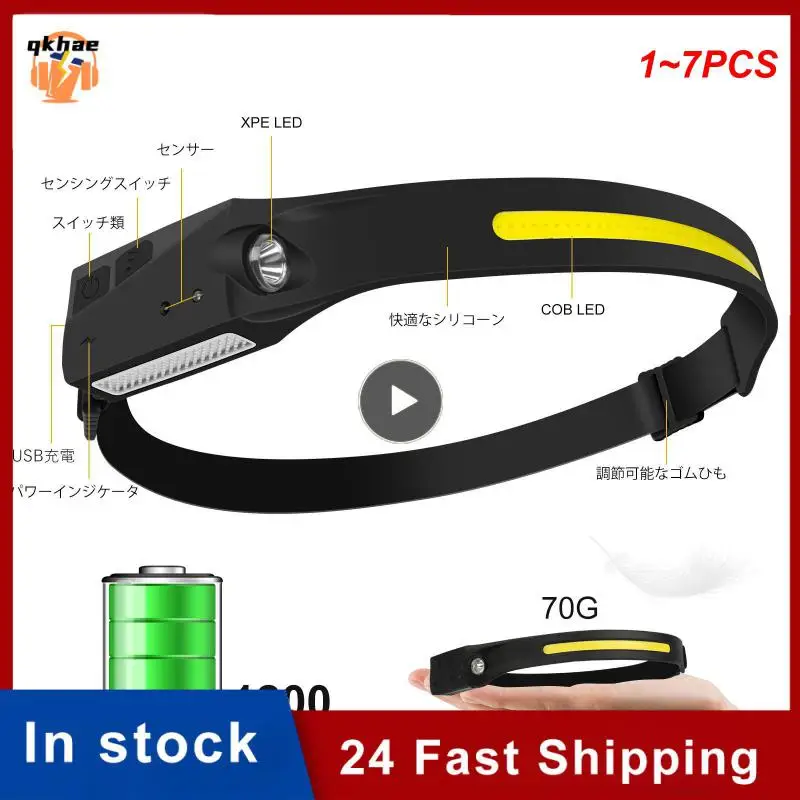

1~7PCS NineLeaf Waterproof COB LED Head Lamp Motion Sensor Headlamp Portable Flashlight Comfortable USB Rechargeable Head